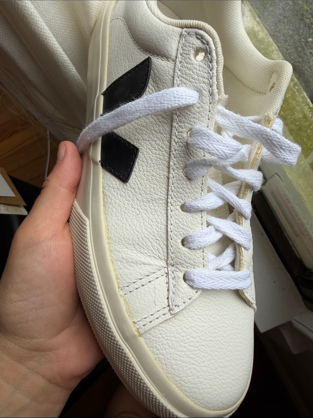 Veja White Sneakers with Black V Detail - Picture 9 of 12